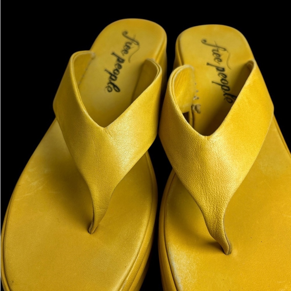 Free People  Haven Thong Mustard Platform Sandals Size